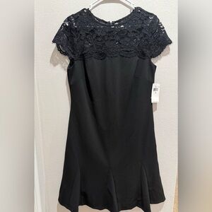 Ralph Lauren Black Lace Yoke Midi Dress
